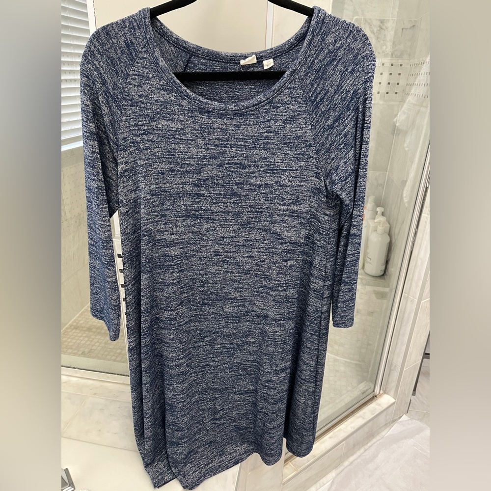 GAP Long Sleeve Blue Marled Dress